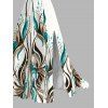Hawaiian Vacation Dress Ink Wash Green Foliage Print Lace Hollow Out Spaghetti Strap Slit Dress - Blanc XXXXXL | US 20
