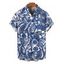 Men's Bohemian Vacation Shirt Porcelain Paisley Print Button Up Shirt - Bleu profond 5XL