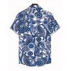 Men's Bohemian Vacation Shirt Porcelain Paisley Print Button Up Shirt - Bleu profond 5XL