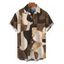 Men's Vintage Shirt Colorblock Irregular Abstract Geometric Print Button Up Shirt - Café profond 5XL