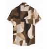 Men's Vintage Shirt Colorblock Irregular Abstract Geometric Print Button Up Shirt - Café profond 5XL
