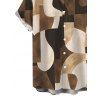 Men's Vintage Shirt Colorblock Irregular Abstract Geometric Print Button Up Shirt - Café profond 5XL