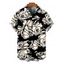 Men's Vacation Shirt Monochrome Hand Drawn Rose Floral Print Button Up Shirt - Noir 5XL