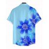 Men's Hawaiian Vacation Shirt Irregular Watercolor Floral Print Button Up Shirt - Bleu Toile de Jean 5XL