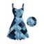 Vintage Dress Faux Denim Geometric Patchwork Print Ruched Bust Mini Dress - Bleu Toile de Jean XXXXXL | US 20