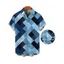 Men's Vintage Shirt Faux Denim Geometric Patchwork Print Button Up Shirt - Bleu 5XL