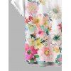 Hawaiian Vacation Couple Outfit Watercolor Floral Print Lace Hollow Out Spaghetti Strap Slit Dress and Shirt Set - Blanc S | US 4