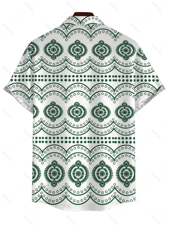 Men's Bohemian Shirt Mandala Ethnic Geometric Print Button Up Shirt - Vert 5XL