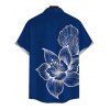 Vacation Couple Outfit White Line Art Large Floral Print Ruched One Shoulder Bodycon Dress and Shirt Set - Bleu profond S | US 4