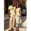 Vacation Couple Outfit Watercolor Bicolor Hibiscus Floral Print Ruched One Shoulder Bodycon Dress and Shirt Set - Beige S | US 4