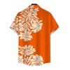 Beach Vacation Couple Outfit Palm Leaf Silhouette Print Ruched One Shoulder Bodycon Dress and Shirt Set - Orange S | US 4