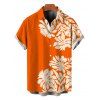 Beach Vacation Couple Outfit Palm Leaf Silhouette Print Ruched One Shoulder Bodycon Dress and Shirt Set - Orange S | US 4