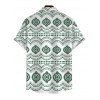 Bohemian Couple Outfit Mandala Ethnic Geometric Print Bowknot Pocket Off the Shoulder Jumpsuit and Shirt Set - Vert S | US 4