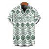 Bohemian Couple Outfit Mandala Ethnic Geometric Print Bowknot Pocket Off the Shoulder Jumpsuit and Shirt Set - Vert S | US 4