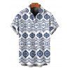 Bohemian Couple Outfit Mandala Ethnic Geometric Print Bowknot Pocket Off the Shoulder Jumpsuit and Shirt Set - Bleu S | US 4
