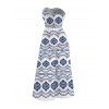 Bohemian Couple Outfit Mandala Ethnic Geometric Print Bowknot Pocket Off the Shoulder Jumpsuit and Shirt Set - Bleu S | US 4