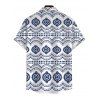 Bohemian Couple Outfit Mandala Ethnic Geometric Print Bowknot Pocket Off the Shoulder Jumpsuit and Shirt Set - Bleu S | US 4