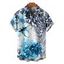 Men's Vintage Vacation Shirt Floral Tie Dye Leopard Print Button Up Shirt - Bleu XL