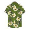 Vacation Couple Outfit Plumeria Floral Leaf Print Pocket Off the Shoulder Romper and Shirt Set - PLANT GREEN S | US 4