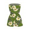 Vacation Romper Plumeria Floral Leaf Print Pocket Off the Shoulder Romper - PLANT GREEN L | US 8-10