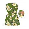 Vacation Romper Plumeria Floral Leaf Print Pocket Off the Shoulder Romper - PLANT GREEN XXL | US 14