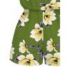 Vacation Romper Plumeria Floral Leaf Print Pocket Off the Shoulder Romper - PLANT GREEN XXL | US 14