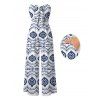 Bohemian Jumpsuit Mandala Ethnic Geometric Print Bowknot Pocket Off the Shoulder Jumpsuit - Bleu XL | US 12
