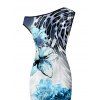 Vintage Vacation Couple Outfit Floral Tie Dye Leopard Print Ruched One Shoulder Bodycon Maxi Dress and Shirt Set - Bleu S | US 4