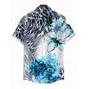 Vintage Vacation Couple Outfit Floral Tie Dye Leopard Print Ruched One Shoulder Bodycon Maxi Dress and Shirt Set - Bleu S | US 4