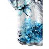 Vintage Vacation Couple Outfit Floral Tie Dye Leopard Print Ruched One Shoulder Bodycon Maxi Dress and Shirt Set - Bleu S | US 4