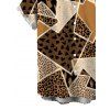 Vintage Couple Outfit Patchwork Leopard Spot Collage Print Ruched One Shoulder Bodycon Maxi Dress and Shirt Set - Café profond S | US 4