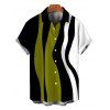 Vintage Couple Outfit Colorblock Art Fluid Curve Stripe Print Ruched One Shoulder Bodycon Maxi Dress and Shirt Set - Vert Armée S | US 4