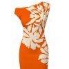 Beach Vacation Dress Palm Leaf Silhouette Print Ruched One Shoulder Bodycon Dress - Orange XXL | US 14