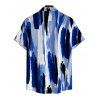 Men's Hawaiian Vacation Shirt Brush Ink Abstract Print Button Up Shirt - Bleu 5XL