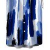 Men's Hawaiian Vacation Shirt Brush Ink Abstract Print Button Up Shirt - Bleu 5XL