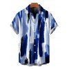 Men's Hawaiian Vacation Shirt Brush Ink Abstract Print Button Up Shirt - Bleu 5XL