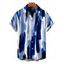 Men's Hawaiian Vacation Shirt Brush Ink Abstract Print Button Up Shirt - Bleu 5XL