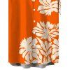 Men's Beach Vacation Shirt Palm Leaf Silhouette Print Button Up Shirt - Orange 5XL