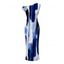 Hawaiian Vacation Dress Brush Ink Abstract Print Ruched One Shoulder Bodycon Dress - Bleu XXL | US 14
