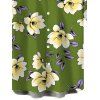Men's Vacation Shirt Plumeria Floral Leaf Print Button Up Shirt - PLANT GREEN 5XL