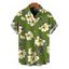 Men's Vacation Shirt Plumeria Floral Leaf Print Button Up Shirt - PLANT GREEN 5XL