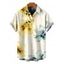 Men's Vacation Shirt Watercolor Bicolor Hibiscus Floral Print Button Up Shirt - Beige 5XL