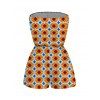 Vintage Couple Outfit Contrast Color Geometric Diamond Grid Print Pocket Off the Shoulder Romper and Shirt Set - Orange Foncé S | US 4
