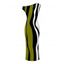 Vintage Dress Colorblock Art Fluid Curve Stripe Print Ruched One Shoulder Bodycon Maxi Dress - Vert Armée XXL | US 14