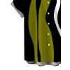 Men's Vintage Shirt Colorblock Art Fluid Curve Stripe Print Button Up Shirt - Vert Armée 5XL