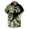 Men's Vintage Hawaiian Shirt Tropical Floral Banana Leaf Print Button Up Shirt - Noir 5XL