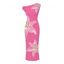 Vacation Dress Watercolor Lily Floral Print Ruched One Shoulder Bodycon Maxi Dress - Rose Vif XXL | US 14