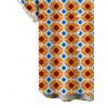 Men's Vintage Shirt Contrast Color Geometric Diamond Grid Print Button Up Shirt - Orange Foncé 5XL
