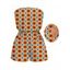 Vintage Romper Contrast Color Geometric Diamond Grid Print Pocket Off the Shoulder Romper - Orange Foncé XXL | US 14