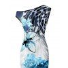 Vintage Vacation Dress Floral Tie Dye Leopard Print Ruched One Shoulder Bodycon Maxi Dress - Bleu XXL | US 14
